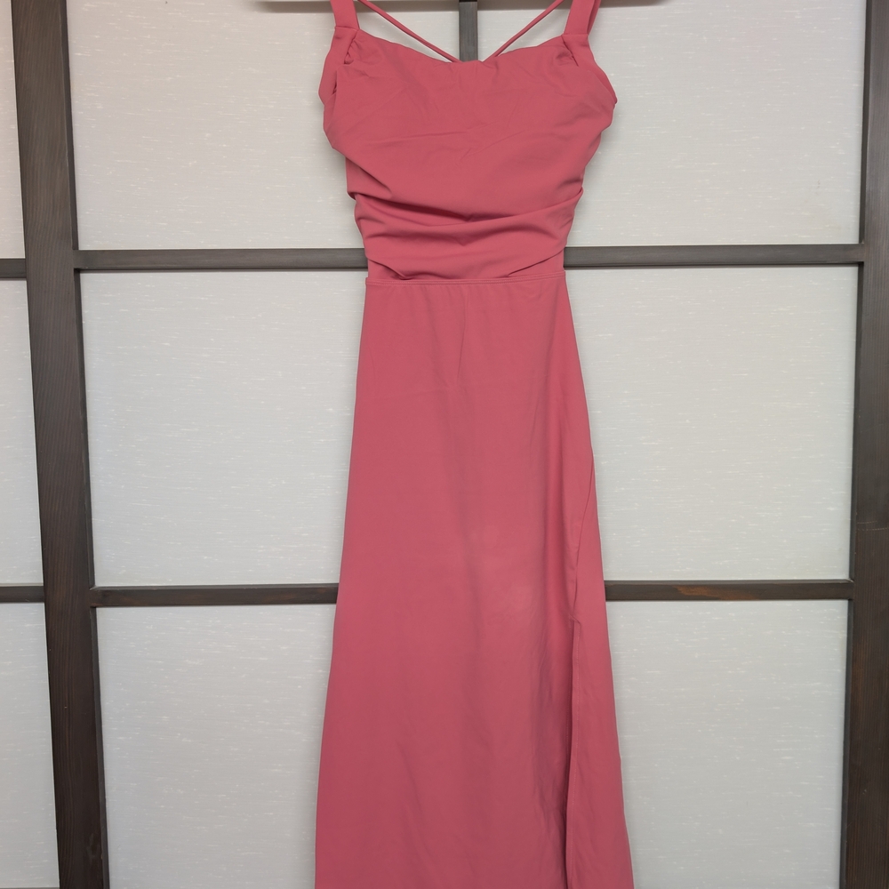 Halara Ruched Bodycon Dress Medium Split Back Lace-Up Vacation Worn